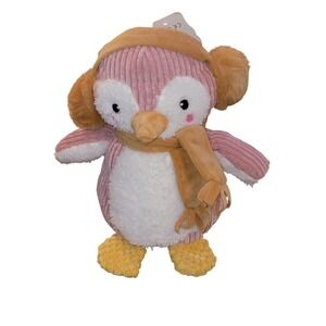 Giftable World Poppy‎ Penguin 9 Inch Pink Corduroy Squeaker Crinkle Pet Toy